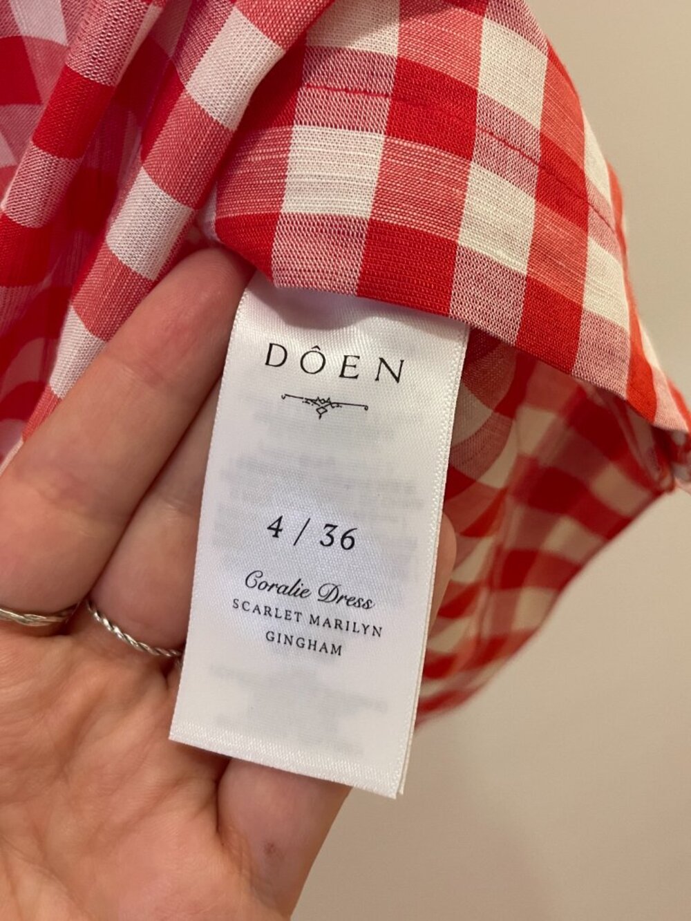 NWT DÔEN Coralie Dress in Scarlet Marilyn Gingham Size 4 - Picture 7 of 10